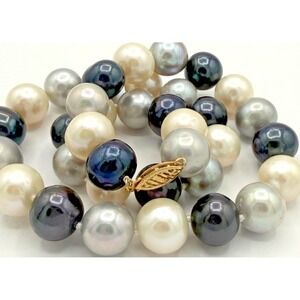 ROSS-SIMONS Multi Color Cultured Pearl Necklace 14K Gold Filigree Clasp
